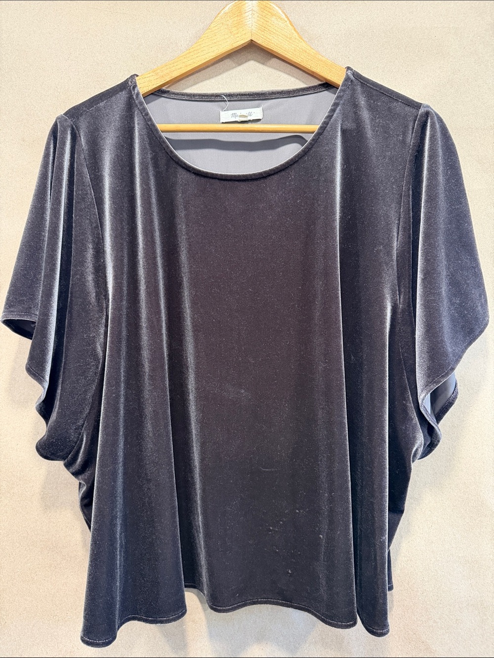 Madewell Velvet Dolman Top - Charcoal Gray